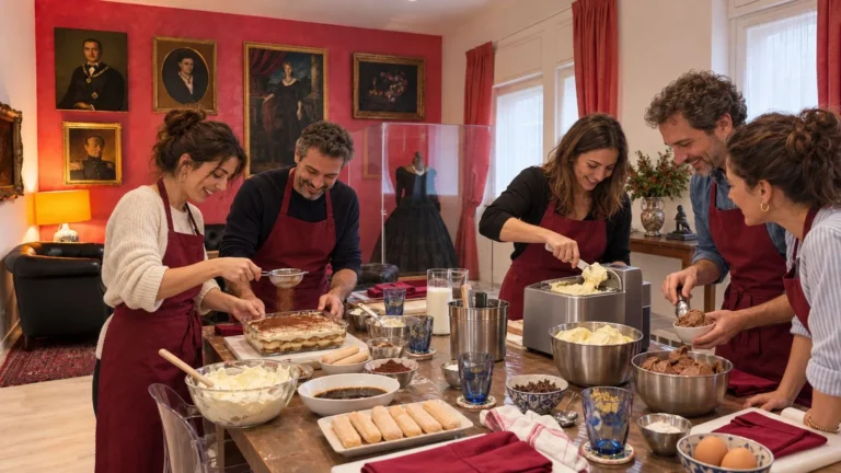 Guests preparing tiramisù and gelato