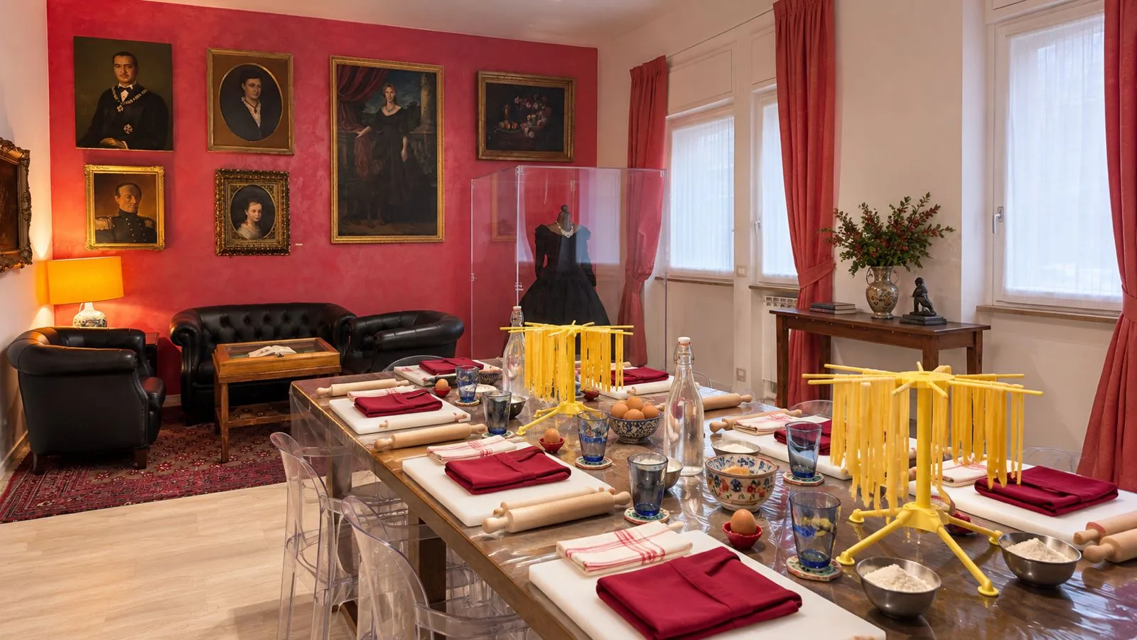 The cooking class room at Via Dezza 47 in Milan, set for class