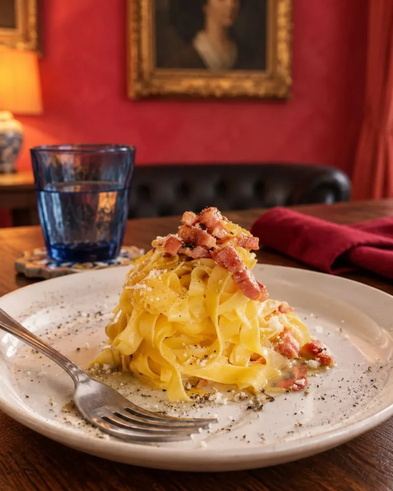 Fresh tagliatelle carbonara