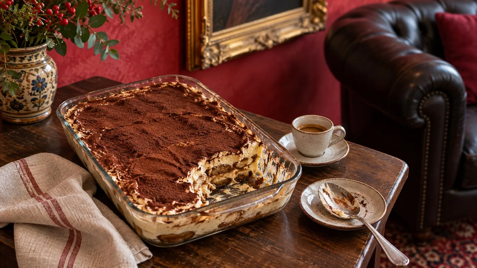 A tray of homemade family tiramisu