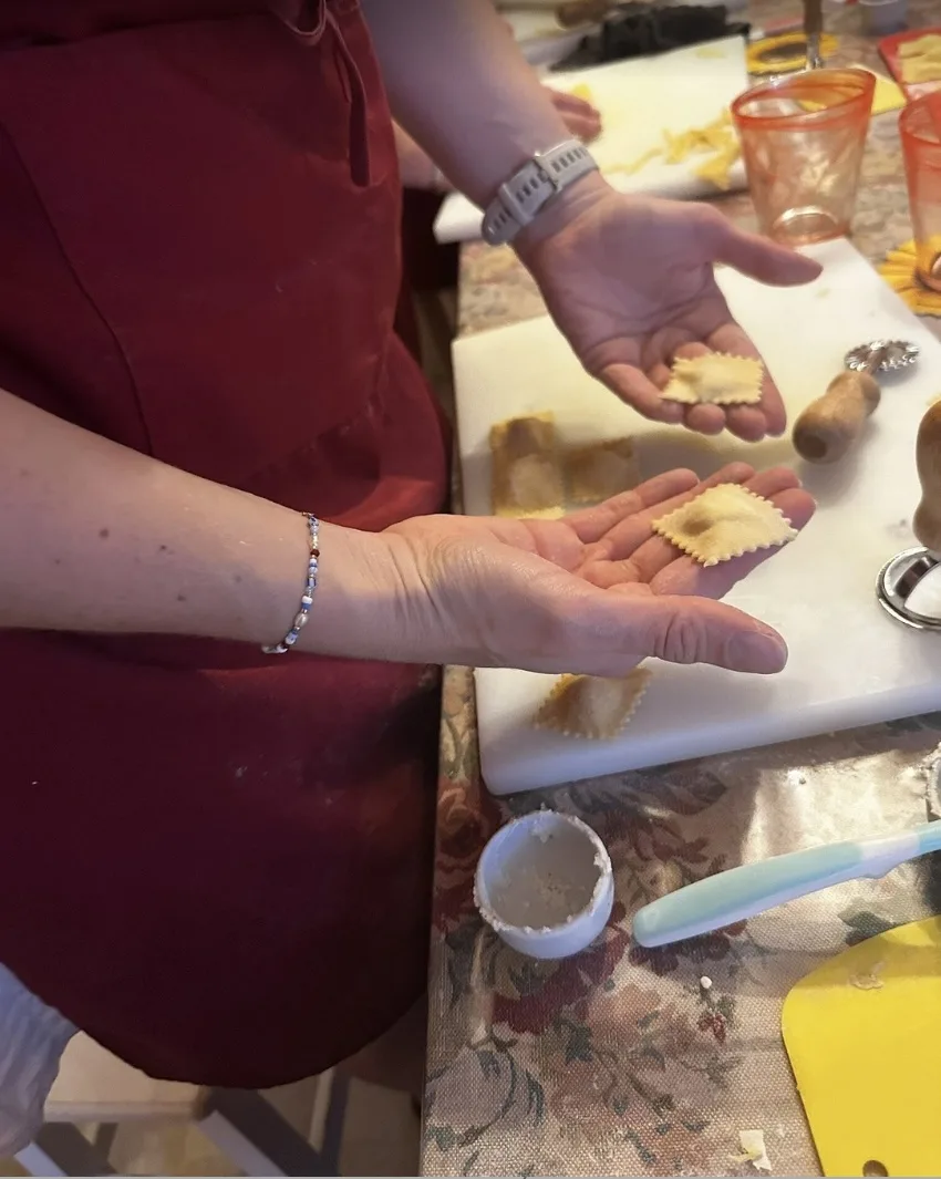Ravioli and tagliatelle