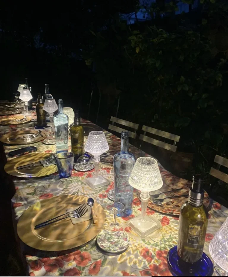 Evening dinner table in the garden after class