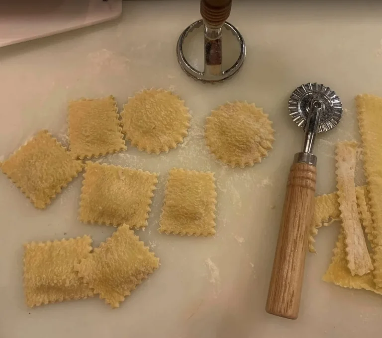 Ravioli in different shapes with a fluted cutter