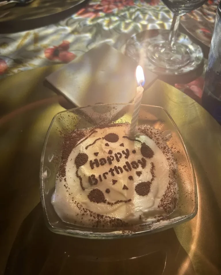 Birthday tiramisù with a candle