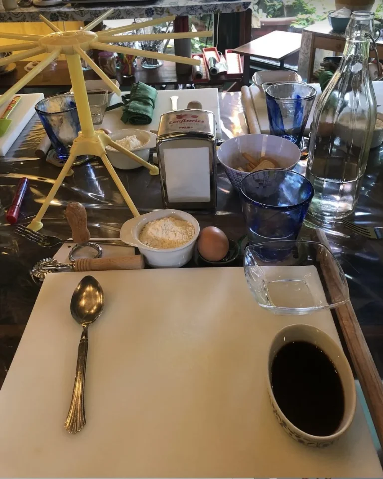 A guest station on the veranda: flour, egg and coffee for tiramisù