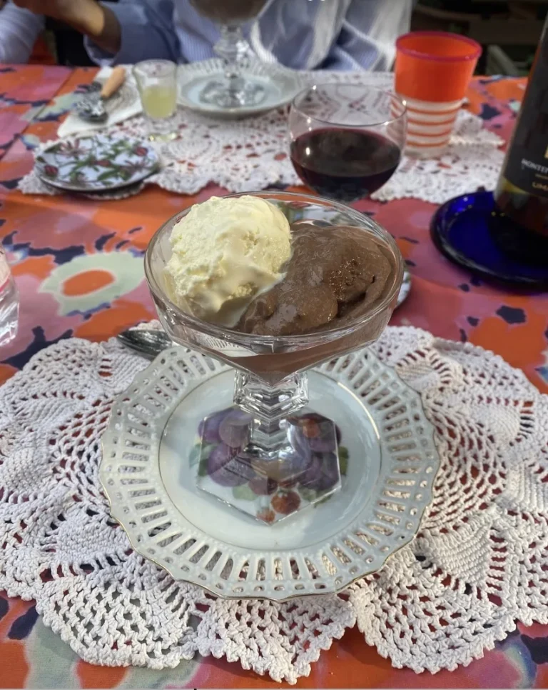 Homemade gelato served on the table